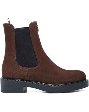 Prada Chelsea-Boots mit Logo-Schild - Braun