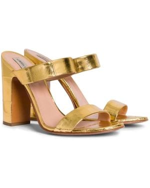 Alberta Ferretti Double-Strap Heeled Sandals - Metallic