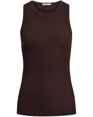12 STOREEZ Ribbed Tank Top - Brown