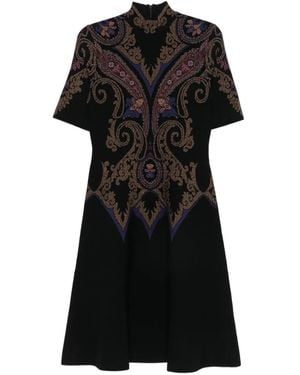 Etro Robe Mi-Longue À Motif Cachemire - Black