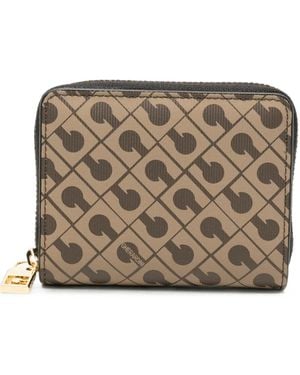Gherardini Millerighe Logo-Print Zip-Around Wallet - Brown