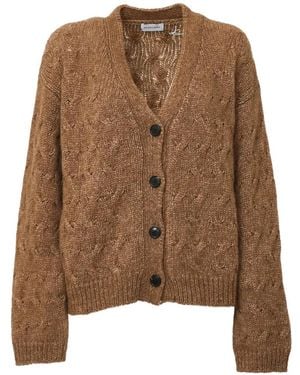 Scaglione Cable-Knit Boxy Cardigan - Brown