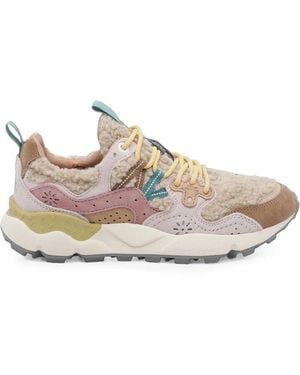 Flower Mountain Yamano 3 Shearling-Effect Panelled Trainers - White