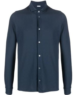 Zanone Long-Sleeved Cotton Shirt - Blue
