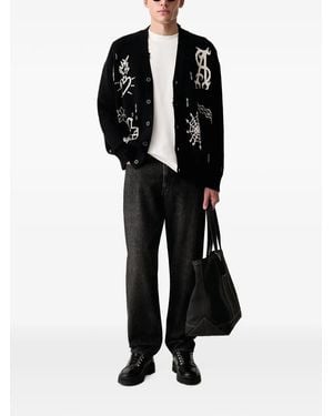 AllSaints Cardigan Staged En Maille Intarsia - Noir
