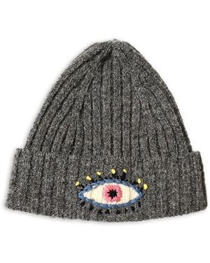 Kapital 5G Embroidered-Detail Wool Knit Beanie - Grey