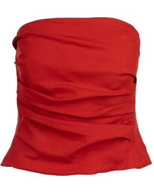 Marella Ruched Strapless Top - Red