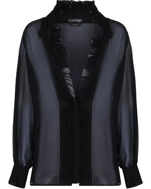 Tom Ford Georgette Silk Blouse - Black