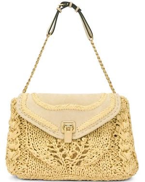 Ermanno Scervino Joy Raffia Suede Shoulder Bag - Metallic