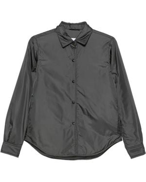 Aspesi Press-Stud Curved-Hem Shirt - Gray