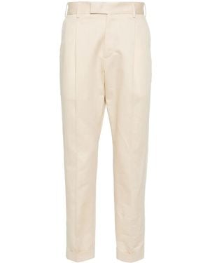 PT Torino Feather-Detail Poplin Trousers - Natural