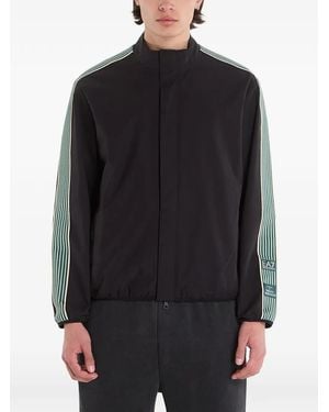 EA7 Veste Rayée À Patch Logo - Black