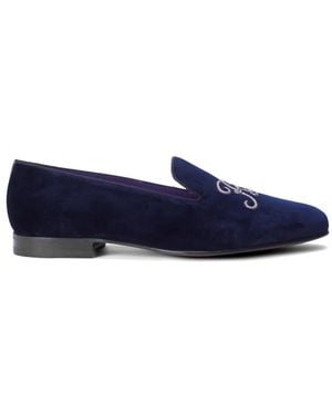Ralph Lauren Alonzo Bullion-Embroidered Velvet Loafers - Blue