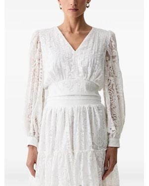 Morgan Floral-Lace Blouse - White