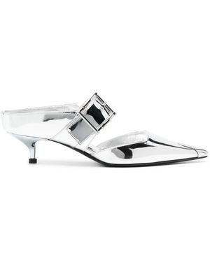 McQueen Punk 40Mm Mirrored Mules, Brand Size 37 Us - White