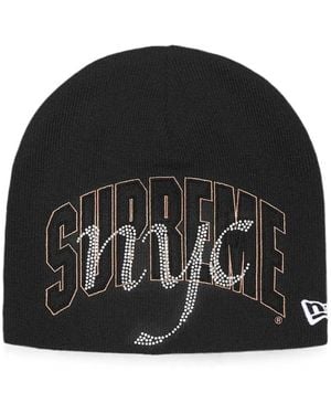 Supreme X New Era Nyc Rhinestone-Embellished Beanie Hat - Black