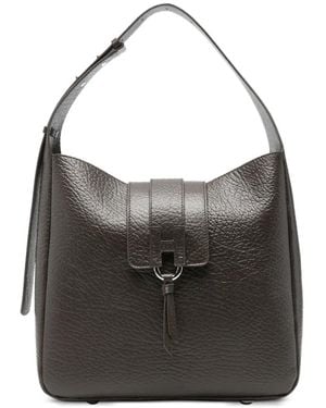 Hogan Grained-Leather Buckle-Detail Tote Bag - Black