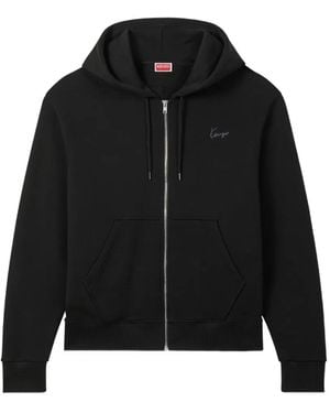 KENZO Signature Zip-Up Hoodie - Black