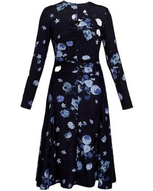Erdem Floral-Print Long-Sleeve Midi Dress - Blue
