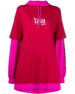 Balenciaga Logo-Print Oversize Layered Hoodie - Pink