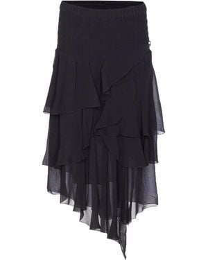 Isabel Marant Ruffled asymmetric midi skirt - Blau