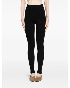 Max Mara Ribbed-Knit Leggings - Black