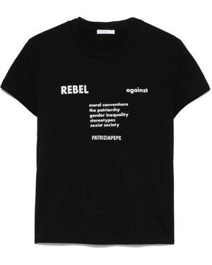 Patrizia Pepe テキスト Tシャツ - ブラック