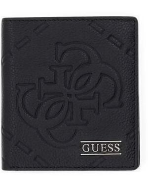 Guess Boston Logo-Embossed Bifold Wallet - Black