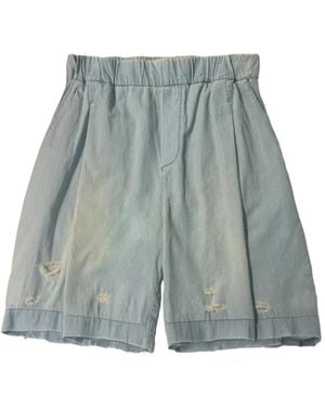 A PAPER KID Ripped Bermuda Shorts - Blue