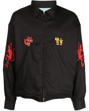 SAINT Mxxxxxx Graphic-Embroidered Shirt Jacket - Black
