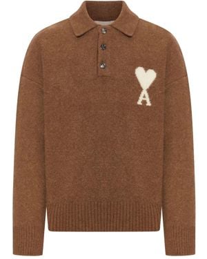 Ami Paris Pullover Mit Herz-Logo - Braun