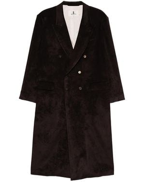 Barena Double-Breasted Velvet Coat - Black