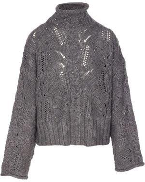 Liu Jo Openwork embellished sweater - Grau