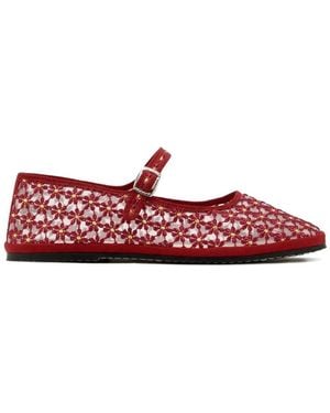 Capulet Bambina Rubina Floral-Embroidery Ballet Flats - Red