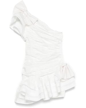 Alessandra Rich Ruffled Taffetta Minidress - White