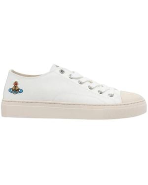 Vivienne Westwood Plimsoll Orb-Embroidered Trainers - White