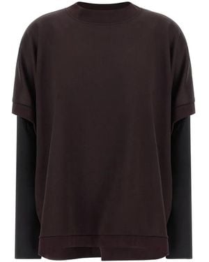 DI.LA3 PARI' Sweat Manicotti À Double Épaisseur Et Manches En Soie - Black