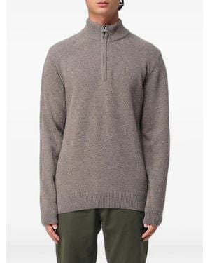Barbour Tartan-Patch Half-Zip Jumper - Grey