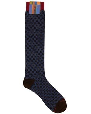 Gallo Geometric-Patterned Socks - Blue