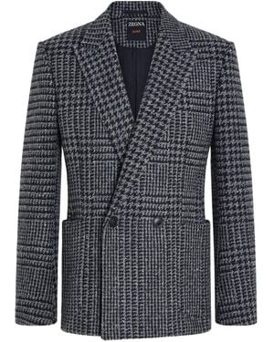 ZEGNA ハウンドトゥース ダブルジャケット - ブラック