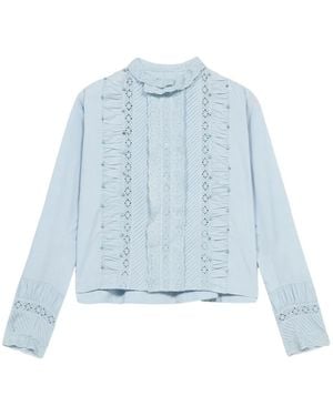 Fortela Christy Lace-Detail Blouse - Blue