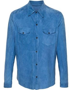 Salvatore Santoro Western-Style Suede Shirt - Blue