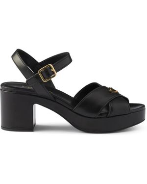 Prada Nappa Leather Platform Sandals - Black