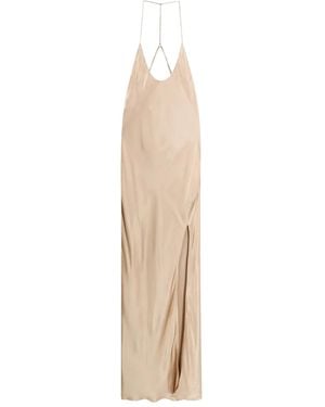 THE NINA STUDIO Slit Satin Dress - Natural