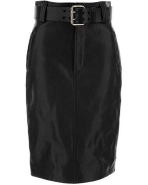 Saint Laurent Lederrock Mit Gürtel - Schwarz