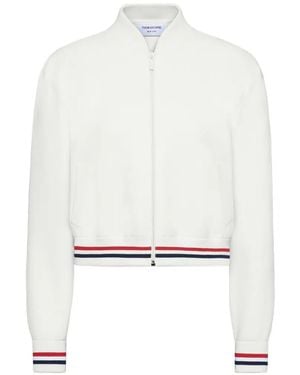 Thom Browne Veste Bomber À Bords Rayés - White