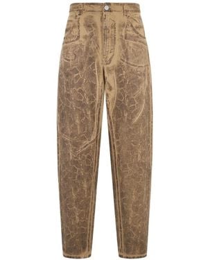 Alberta Ferretti Animal-Print Tapered Jeans - Natural
