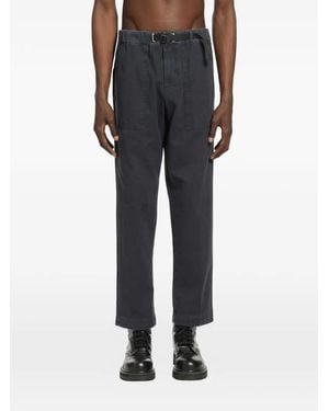 White Sand Belted Cotton Trousers - Black