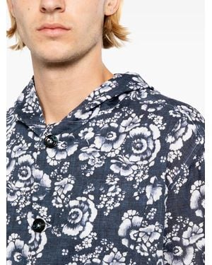 Kiton Floral-Print Shirt - Blue