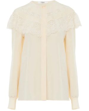 Chloé Shirt Met Kanten Afwerking - Naturel